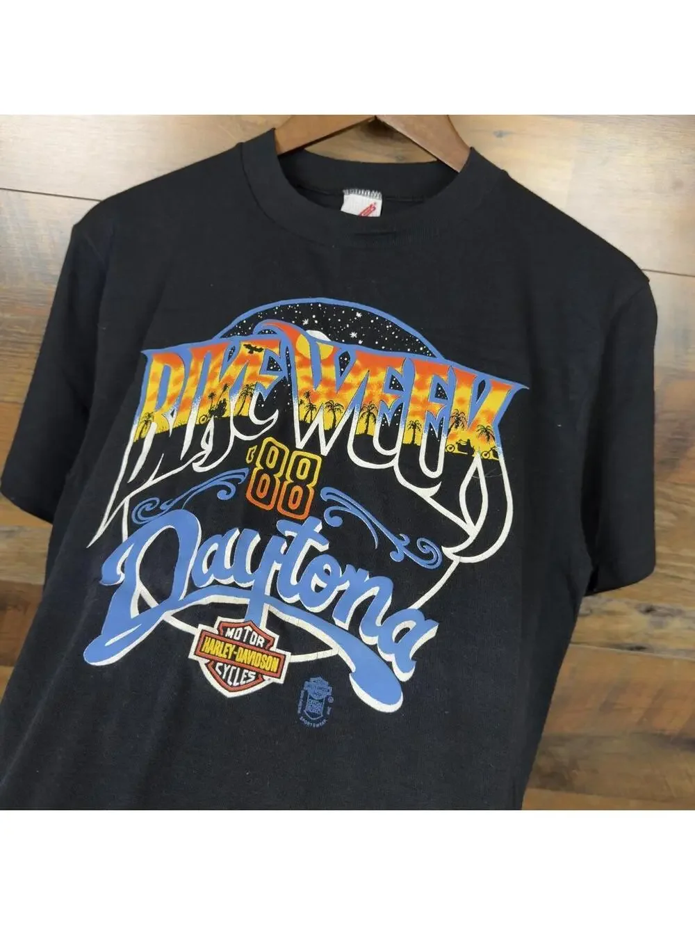 Vintage 1988 Harley Davidson Daytona Beach Robison T-Shirt Large Jerzees 80s